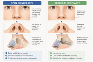 open vs closed rhinoplasty